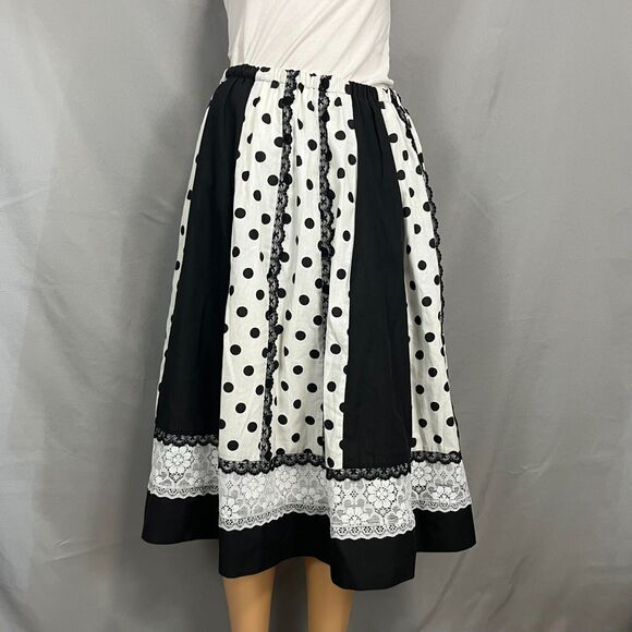 Vintage Carefree Fashions A-Line Skirt Womens Black White Rockabilly Cottagecore - Picture 1 of 6